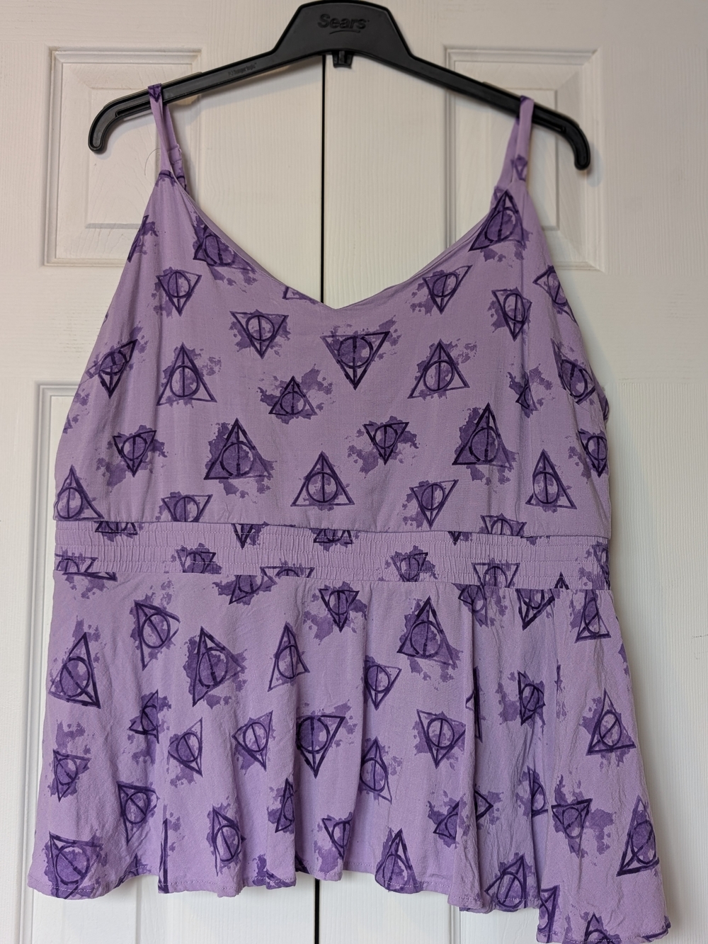 Torrid Harry Potter Deathly Hallows Purple Graphic Peplum Tank Top